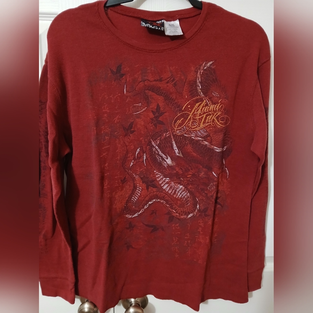 Affliction Maroon Graphic Long Sleeve